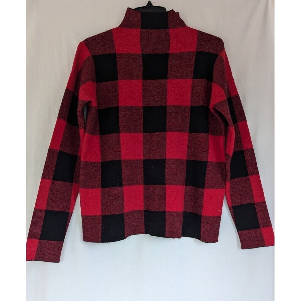 Tommy Bahama Sweater Women's M Red/Black Buffalo Plaid Mock Turtleneck Pullover